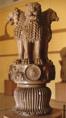 The Lion Capital of Ashoka! A Majestic Symbol of Power and Serenity Carved From Sandstone